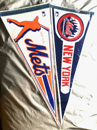 Two Vintage 1980s New York Mets Full Size Pennant Flags | eBay