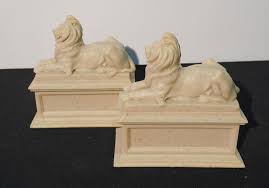 Lot - Pair of Edward Clark Potter Style Composition Lion ...