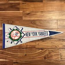 NEW YORK YANKEES 30" Felt Pennant Pinstripes w/ Green Diamond Vintage 1990's | eBay