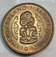 1941 New Zealand Halfpenny Original Gem BU RB KM-12 CHRC ...