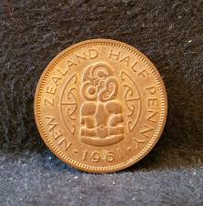 1961 New Zealand half penny, Elizabeth II, RB aUNC, KM-23.2 ...