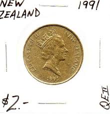 New Zealand -2 Dollar - 1991 - Stork and Queen Elizabeth II ...