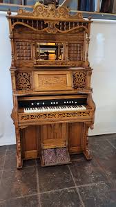 Antique Victorian Oak Pump Organ With Mirror Working | Chairish