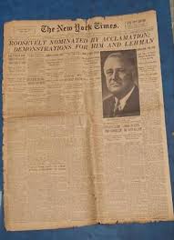 New York Times June 27th 1936 Roosevelt Nominated by Acclamation | eBay
