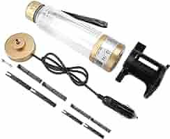 280ml Hot Water Heater Mug, 12V / 24V 75W Travel Electric Kettle, Hot Water Boiler, Heating Car Cup with LCD Digital, Electric Heated Travel Mug, Car Kettle for Water Tea Coffee Milk(Gold) :