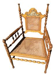 Mid 20th Century Jacobean Caned Seat Chair | Chairish