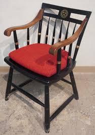 Lot - Nichols & Stone Harvard Ebonized Wood and Mahogany Arm Chair, H: 34 in. (86.4 cm.)