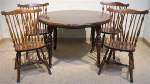 Lot - Stained Pine Round Extension Dining Table, Four Chairs ...