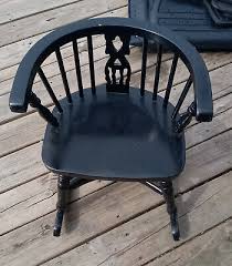 Oak Black Distressed Child's Boston Rocker / Rocking Chair ...