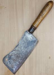 Antique Signed Wood Handled Meat Cleaver Butcher Knife with ...