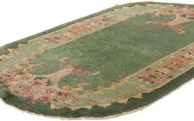 Antique Green Chinese Art Deco Oval Rug - 02'07 X 04'05 ...