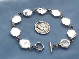 Vintage Sterling Link Bracelet 7mm Gold Lip Mother of Pearl, Konder #373 | eBay