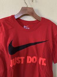 Nike JUST DO IT Red T shirt with Red Neon Swoosh Size Medium ...