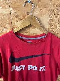 Vintage Y2K Nike Red Black White Spell Out Logo T-shirt Size ...