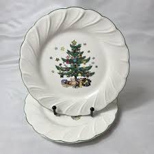 TWO Nikko Happy Holidays Salad Plates Christmas Tree Center ...