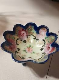 Japanese Porcelain hand painted berry bowl Blue and Gold ...