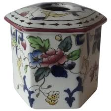 English 19th Century Porcelain Hair Receiver Pot Ironstone. For Sale at Ruby Lane