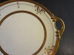 VTG Quality Pickard China 11.5" Handled Porcelain Serving Tray Gold & Pink Roses | eBay