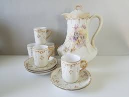 Antique Limoges (c.1876) Chocolate Pot With Demitasse ...