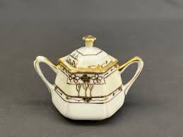 Antique Nippon Japan Hand-Painted Gilt Mustard Jar Pot + 2 Open Salts | eBay