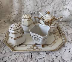 Vintage/Antique Nippon Moriage Ceramic Condiment Set Hand Painted | eBay