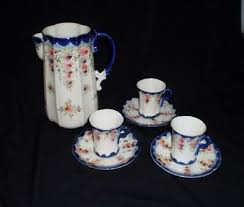 Antique Victorian Porcelain Cobalt Blue Chocolate Pot and Cup Set-1890's | eBay