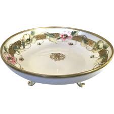 Nippon Three Footed Bowl Poppies. For Sale at Ruby Lane