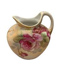 Hand Painted Nippon Pitcher with Pink Roses, Green Morimura Mark, Pitcher, Jug | eBay
