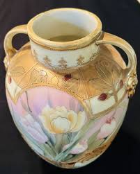 Antique Nippon Hand Painted Gold Encrusted Porcelain Vase Tulips | eBay