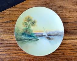 Nippon Hand Painted Plate Red and Gold with a Pink Rose | eBay