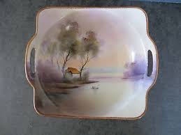 VINTAGE HAND PAINTED NORITAKE M SMALL SERVING BOWL W/HANDLES JAPAN SWAN LAKE | eBay