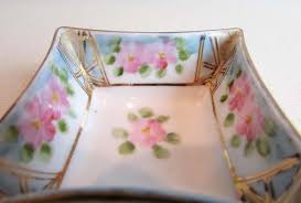 Square Porcelain Open Salt Dip Rose Motif Hand Painted NIppon 1911 - 1921 | eBay