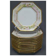 Set of 12 T&V Limoges Hand Painted Signed HM Edson Cherry Blossom 8 . For Sale at Ruby Lane