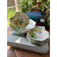 Early 20th Century Takita Nippon Hand Painted Serve Bowl Set - 7 Pieces | Chairish