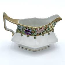 Antique Nippon Porcelain Hand Painted Floral Gold Gravy Boat Dish W Handle 1900s | eBay