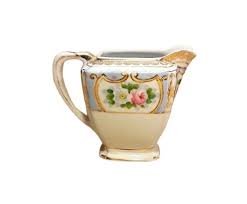 Antique Nippon Creamer Square Shape Hand Painted Pink Roses Blue Trim Porcelain Shabby Cottage Chic - Etsy