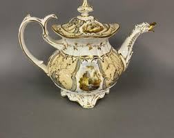 Antique Rococo Revival Hand Painted Scenic Coalport ...