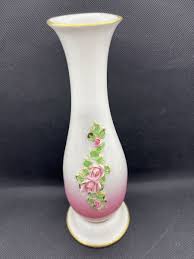 Large Antique Dresden 9 3/4” Vase w/ Applied Roses Flowers ...