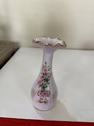 L' AMOUR CHINA -4372- Pink Vase w Raised Pink Flowers 7 ...