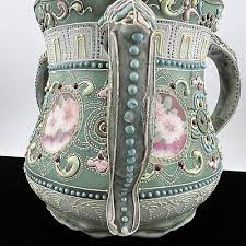Antique Japanese Nippon Moriage Vase with Handles Hand Painted Triple Handles | eBay