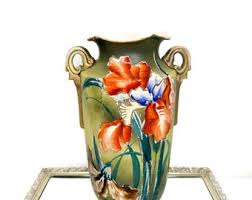 Stunning Large Antique Asian Handpainted Pottery Vase Ruffle Rim Handles Raised Gild Floral Vase - Etsy