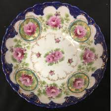 Buy Vintage Blue Porcelain Bowl Hand Painted Pink Roses Double Handled Made in JAPAN Encrusted Gold Serving Dish 7 Inch Online in India - Etsy