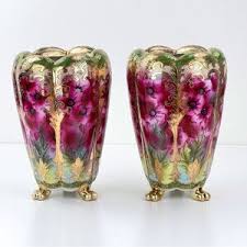 Nippon | Accents | Vintage Nippon Double Handled Vase Gold Moriage Yellow Pink Flowers 75 Tall | Poshmark