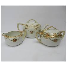 Nippon Hand Painted Tea Set Teapot Creamer and Sugar Bowl ...