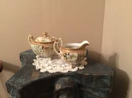 Nippon Green mark Japan Moriage Footed Cream And Sugar beautiful | eBay