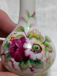 Vintage Miniature Handpainted Floral Vase Bone China ...