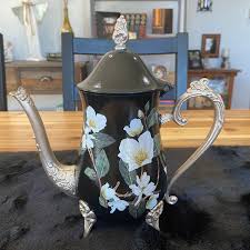 Sweet Magnolia Painted Silver Tea Set - Etsy