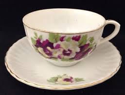 Vtg Nippon Yoko Boeki Tea Cup & Saucer Porcelain Purple ...