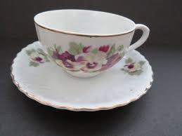 Pansies Tea Cup and Saucer Set - Purple White Pansies ...