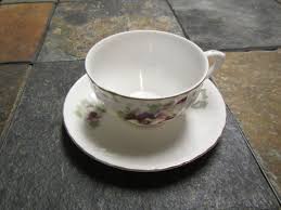 Vintage Japan TEA CUP and SAUCER Set ** Purple Flower Design ...